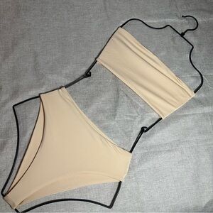 Cream Strapless Bikini Set